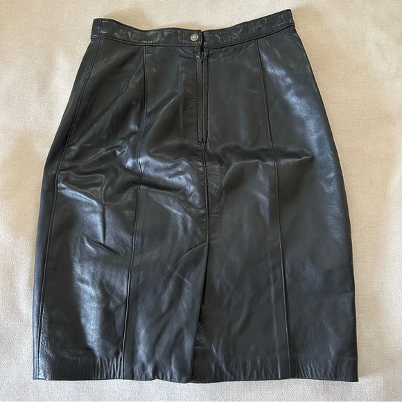 Vintage 1990's The Old Mill Genuine Leather Knee Length Skirt Womens Size 9 - Picture 1 of 4